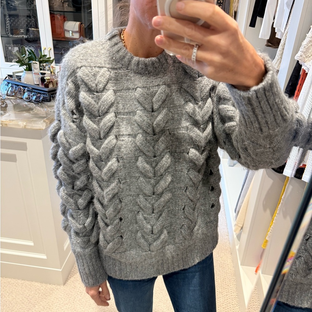 Zara cable knit grey sweater, size M
